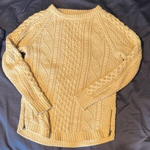 L.L. Bean Cable Knit Cream Sweater, 100% Cotton, XS